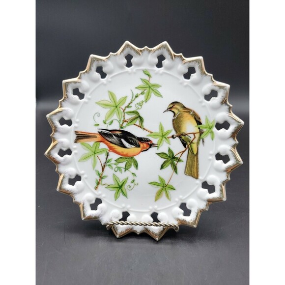 Baltimore Orioles Reticulated Porcelain Wall Plate with Gold Trimmed Beautiful! - Picture 1 of 12